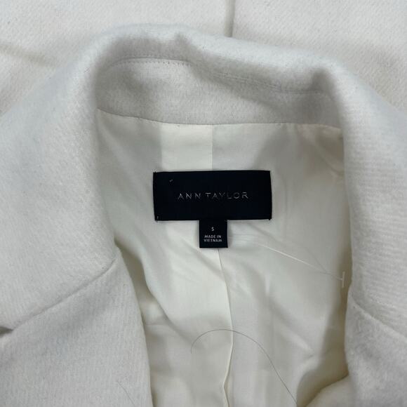 Ann Taylor Wool Blend Double Breasted Long Coat White Size S - Picture 10 of 10